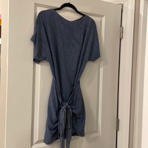 Olivaceous Blue Dress with Tie